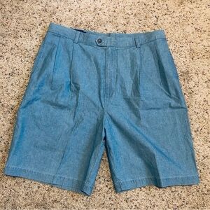 Pendleton Dress Shorts Mens 36 Blue Double Pleated Cotton High Waisted